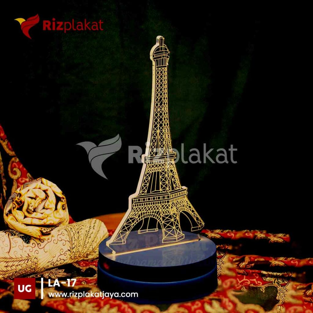 Lampu Akrilik LED Pola 3D Menara Eiffel