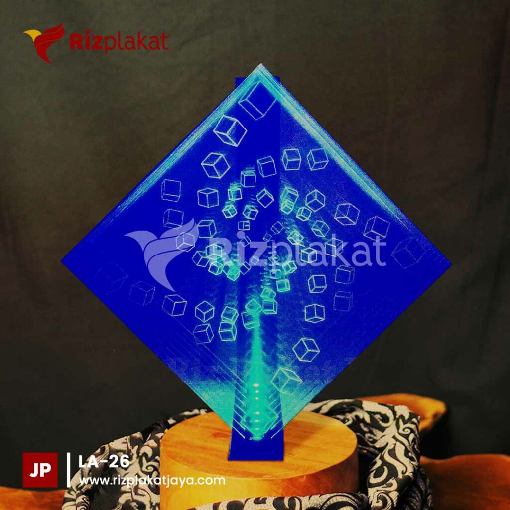 Lampu Akrilik LED Pola 3D Rectangle