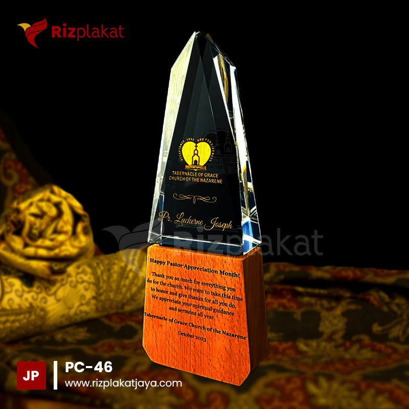 PC-46 Plakat Kristal Kombinasi Kayu