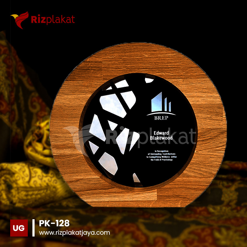 PK-128 Plakat Kayu Elegan Berbentuk Bulat