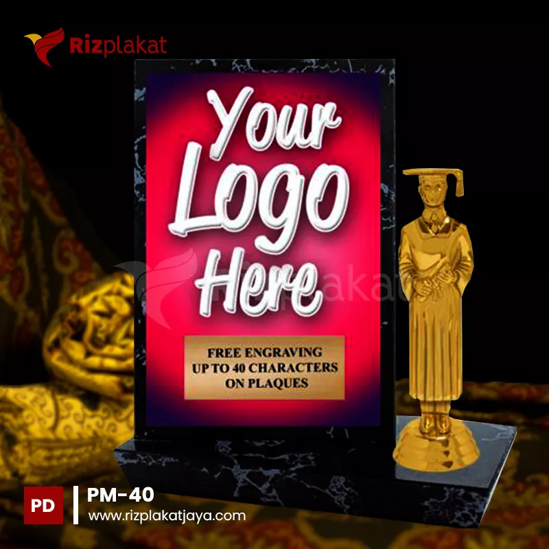Plakat Marmer Custom Logo dan Nama