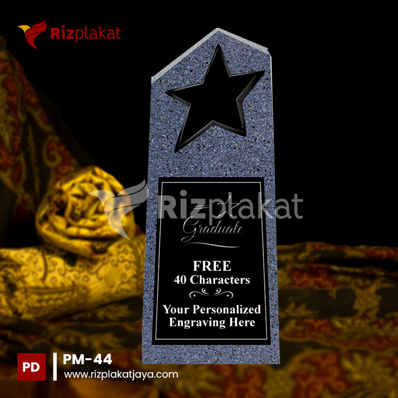PM-44 Plakat Marmer Custom Bintang dan Nama