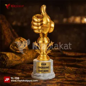 Piala Logam Bentuk Tangan Simbol Jempol