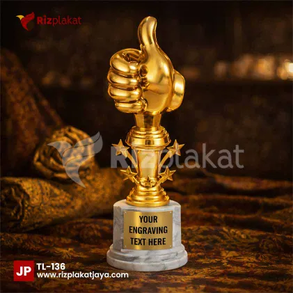 Piala Logam Bentuk Tangan Simbol Jempol