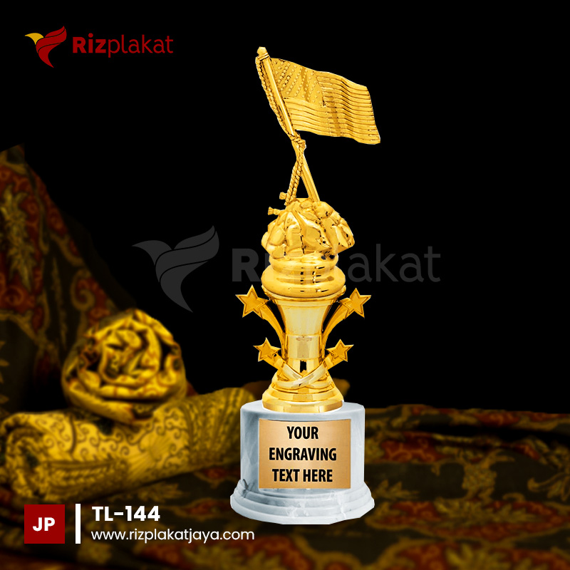 TL-144 Trophy Logam Bentuk Custom Bendera