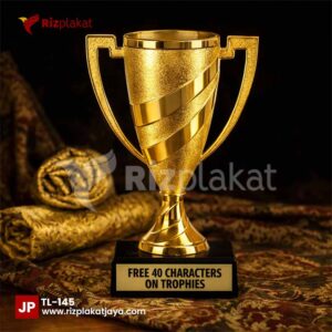 Trophy Logam dengan Pegangan Kiri Kanan – Desain Klasik yang Selalu Berkesan