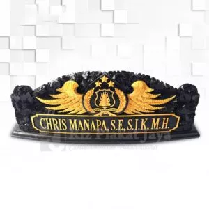 papan nama meja kayu