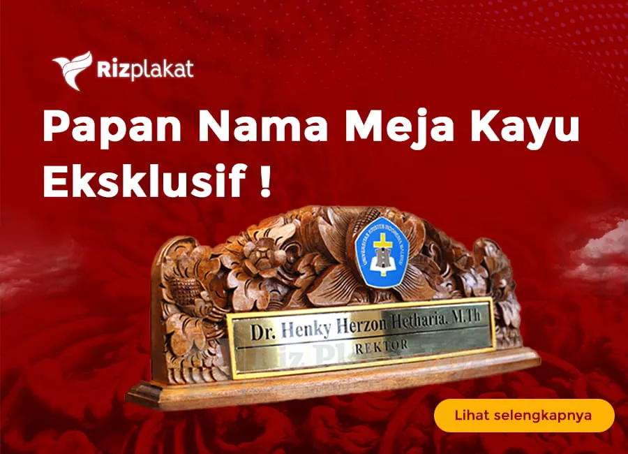 papan nama meja kayu populer